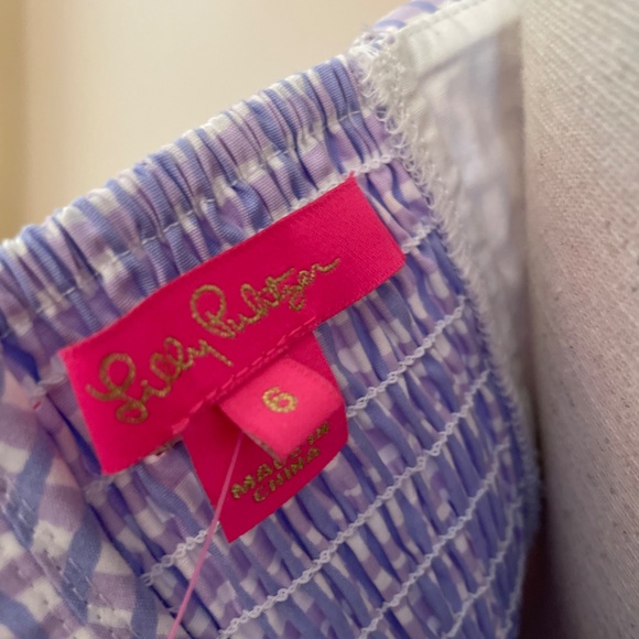 Lilly Pulitzer Rosalie Lilac Verbena Gingham Bustier/Halter Back Zip NWT Size 6 - Picture 3 of 9